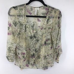 Hang Ten Sheer Floral Button Down Top